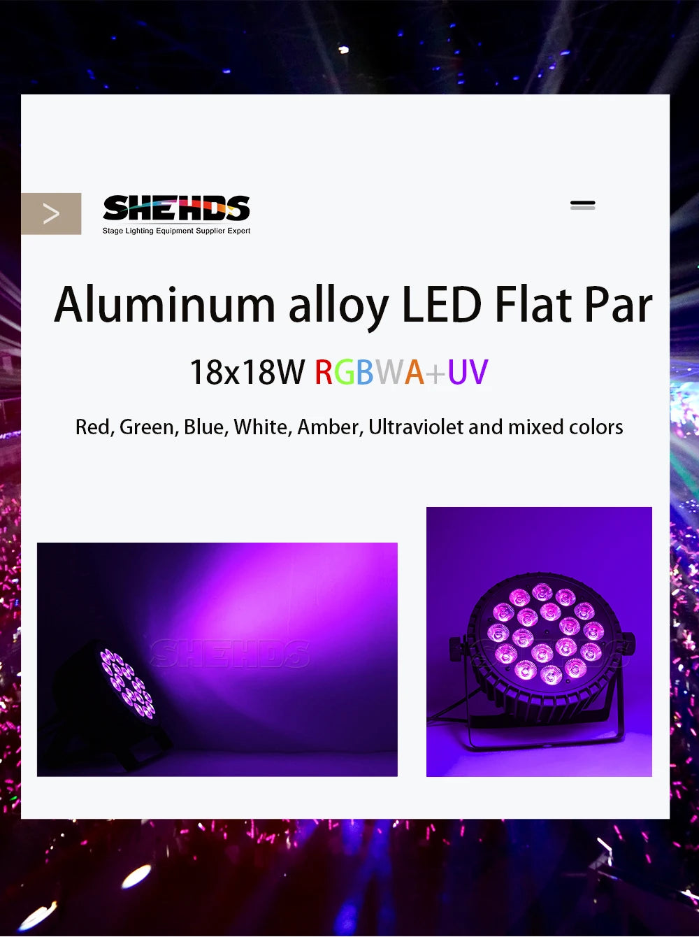 Aluminum Alloy LED Par 18x18W RGBWA+UV Lights 6in1 LED Lighting DMX512 Disco Light Professional Stage Dj Equipment Fast Shipping