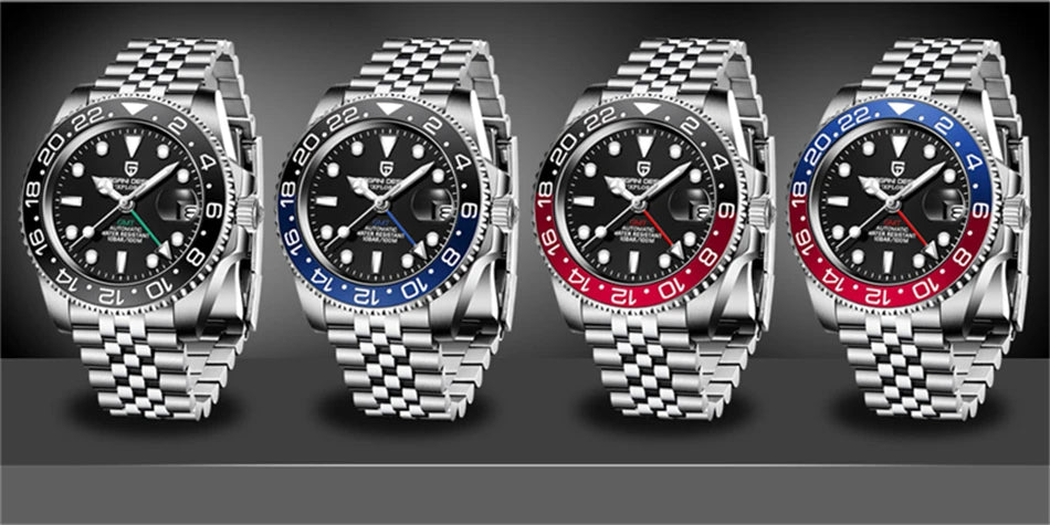 PAGANI DESIGN 40mm Luxury Men Mechanical Wristwatch Stainless Steel GMT Watch Top Brand Sapphire Glass Men Watches Reloj Hombre