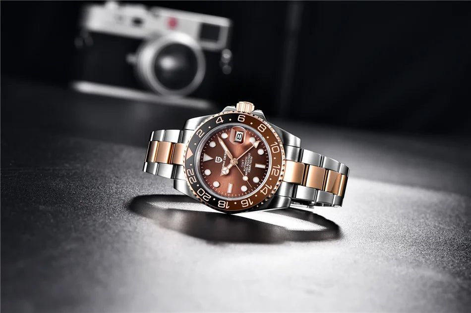 PAGANI DESIGN 40mm Luxury Men Mechanical Wristwatch Stainless Steel GMT Watch Top Brand Sapphire Glass Men Watches Reloj Hombre