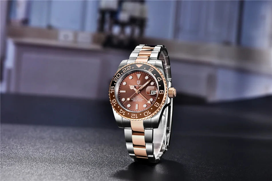 PAGANI DESIGN 40mm Luxury Men Mechanical Wristwatch Stainless Steel GMT Watch Top Brand Sapphire Glass Men Watches Reloj Hombre