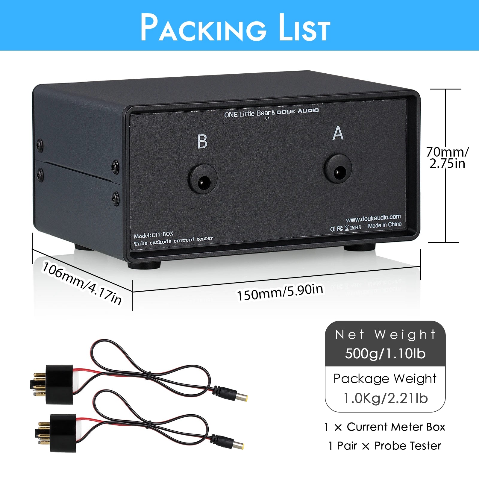 Nobsound 8-Pin Dual Bias Current Probes Tester+Dual Large Ampere Meter for EL34,KT88,6L6,6V6,5881,6550,KT66,KT100,KT120 Tubes