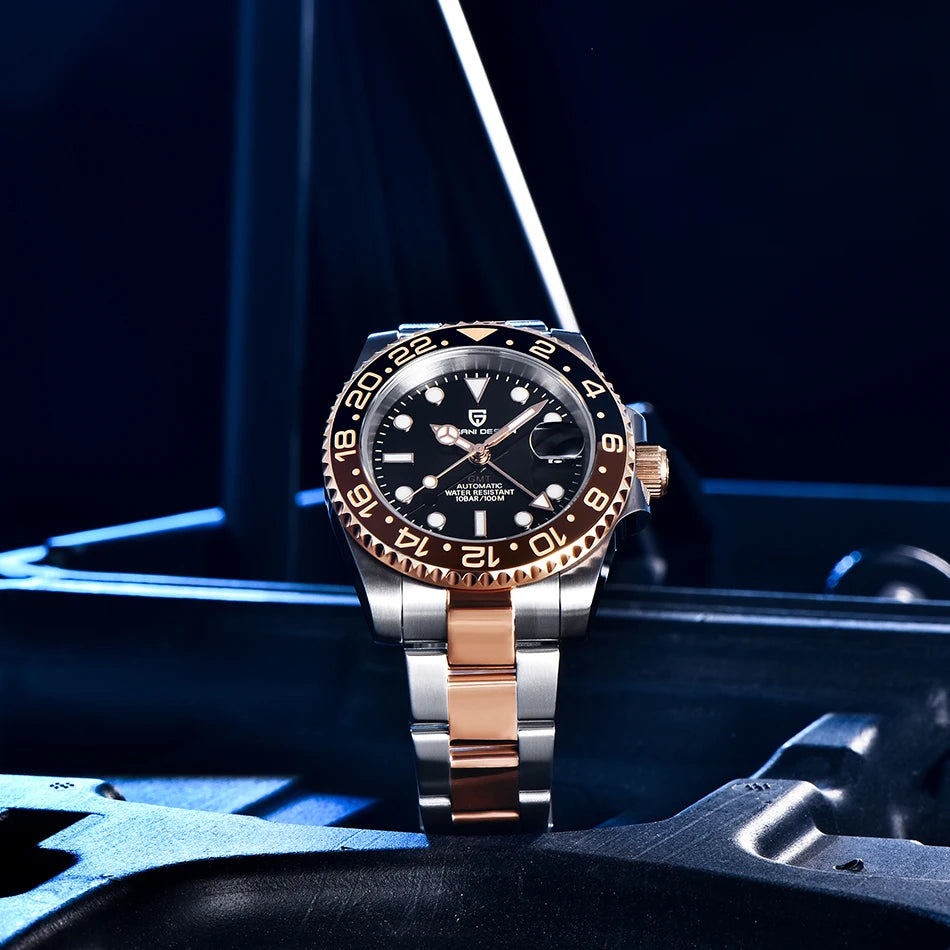 PAGANI DESIGN 40mm Luxury Men Mechanical Wristwatch Stainless Steel GMT Watch Top Brand Sapphire Glass Men Watches Reloj Hombre