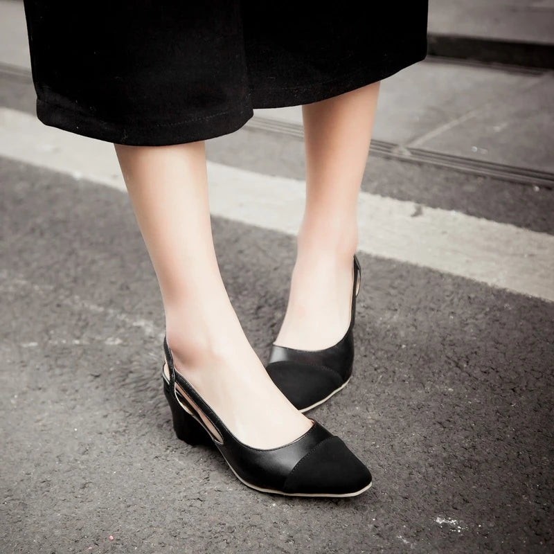 SIMLOVEYO Big size 33-46 Sandal women High heels summer Shoes Pointed toe Slip on Black Beige sandalias S1152
