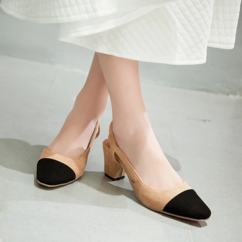 SIMLOVEYO Big size 33-46 Sandal women High heels summer Shoes Pointed toe Slip on Black Beige sandalias S1152