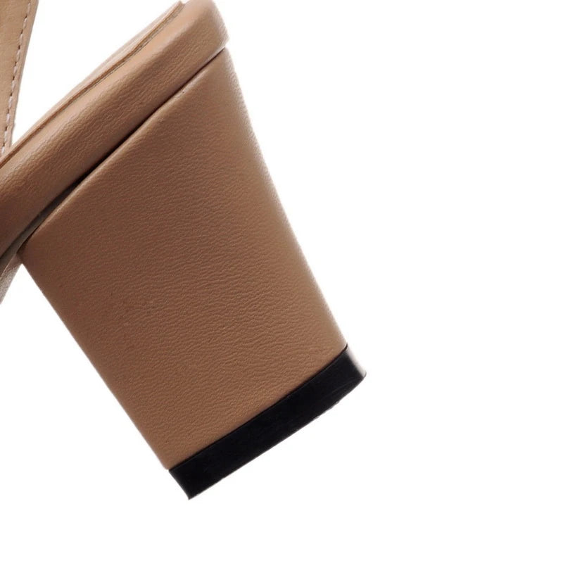 SIMLOVEYO Big size 33-46 Sandal women High heels summer Shoes Pointed toe Slip on Black Beige sandalias S1152