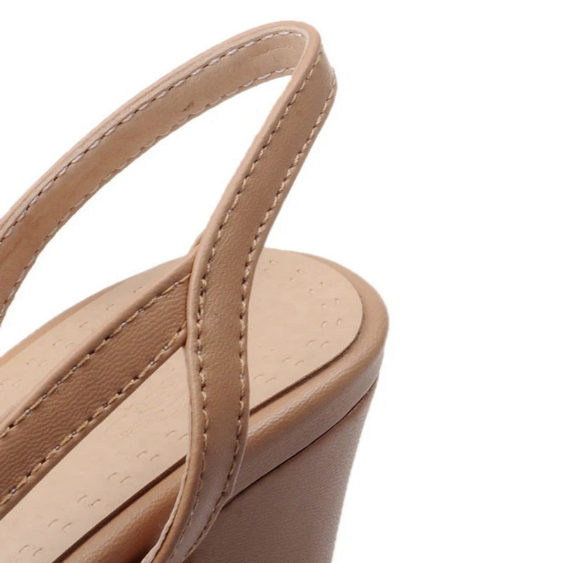 SIMLOVEYO Big size 33-46 Sandal women High heels summer Shoes Pointed toe Slip on Black Beige sandalias S1152