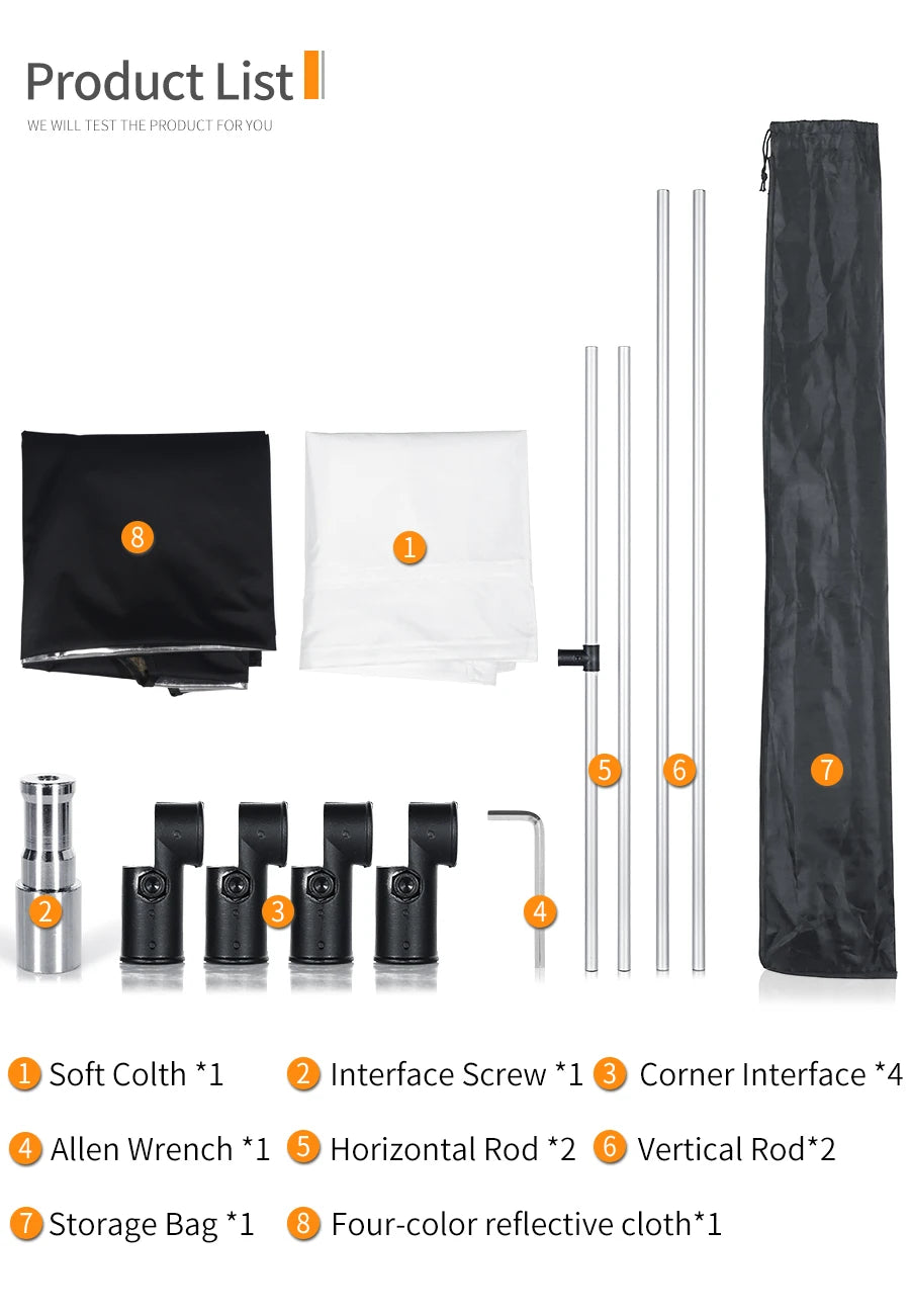 60 x 90cm 90 x 120cm Sun Scrim Large 5in1 Black Silver Gold White Diffuser Reflector Aluminum Alloy Frame for Flash Photography