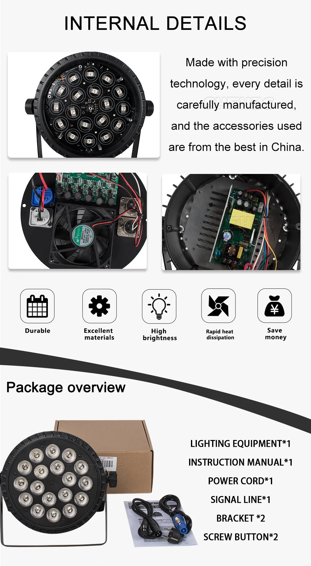 Aluminum Alloy LED Par 18x18W RGBWA+UV Lights 6in1 LED Lighting DMX512 Disco Light Professional Stage Dj Equipment Fast Shipping