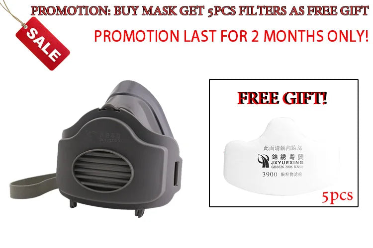 Reusable Dust Proof Respirator Dust Mask Cotton Filters Rubber Work Filter Safety Mask Builder Carpenter Daily Haze Protection