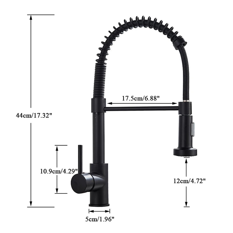 Nekjcag Matte Black Kitchen Sink Faucet 360 Degree Rotation Spring Hot and Cold Water MixerTap Deck Mounted Kitchen Crane