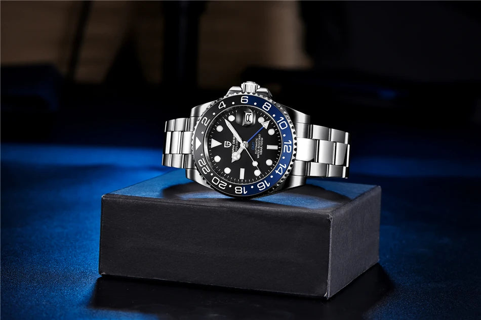 PAGANI DESIGN 40mm Luxury Men Mechanical Wristwatch Stainless Steel GMT Watch Top Brand Sapphire Glass Men Watches Reloj Hombre