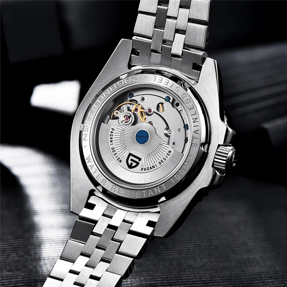PAGANI DESIGN 40mm Luxury Men Mechanical Wristwatch Stainless Steel GMT Watch Top Brand Sapphire Glass Men Watches Reloj Hombre