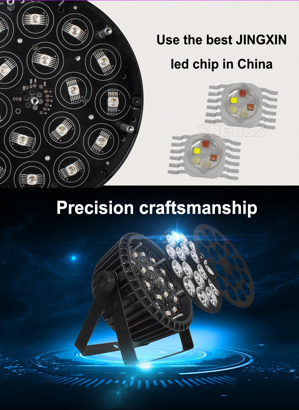 Aluminum Alloy LED Par 18x18W RGBWA+UV Lights 6in1 LED Lighting DMX512 Disco Light Professional Stage Dj Equipment Fast Shipping
