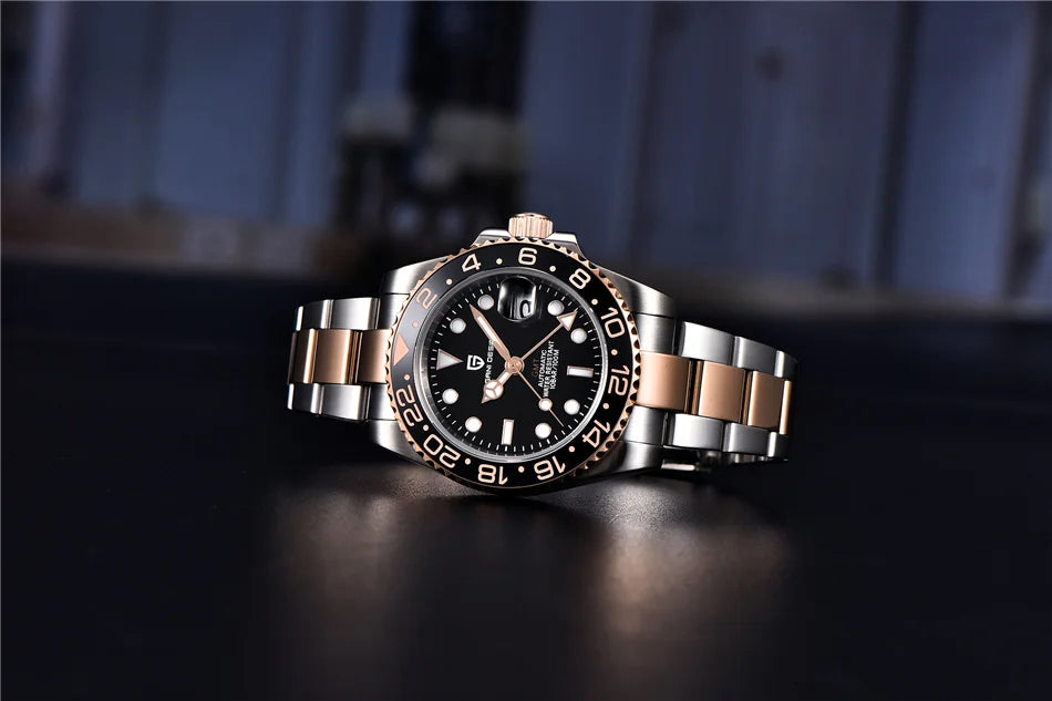 PAGANI DESIGN 40mm Luxury Men Mechanical Wristwatch Stainless Steel GMT Watch Top Brand Sapphire Glass Men Watches Reloj Hombre