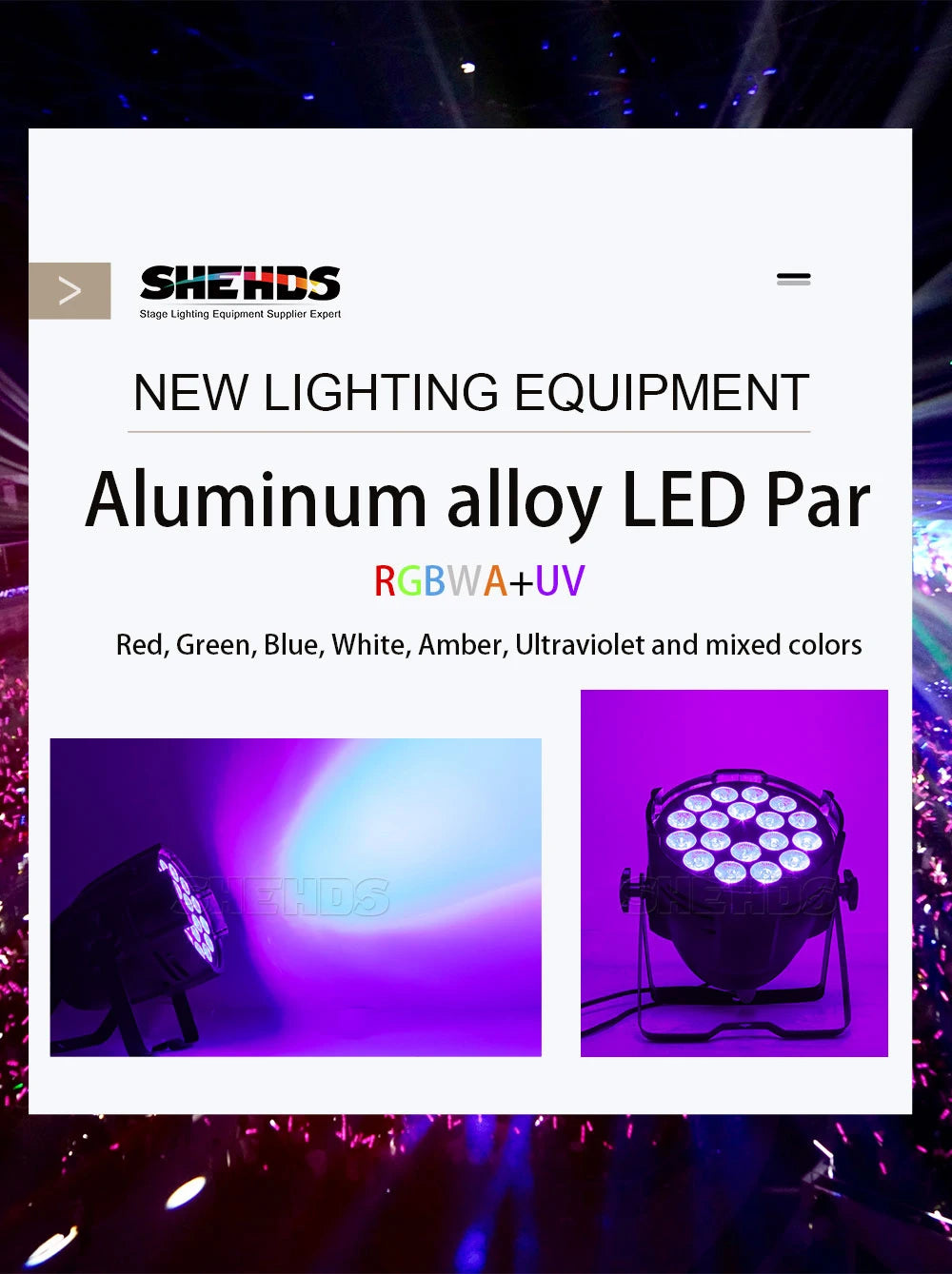 Aluminum Alloy LED Par 18x18W RGBWA+UV Lights 6in1 LED Lighting DMX512 Disco Light Professional Stage Dj Equipment Fast Shipping
