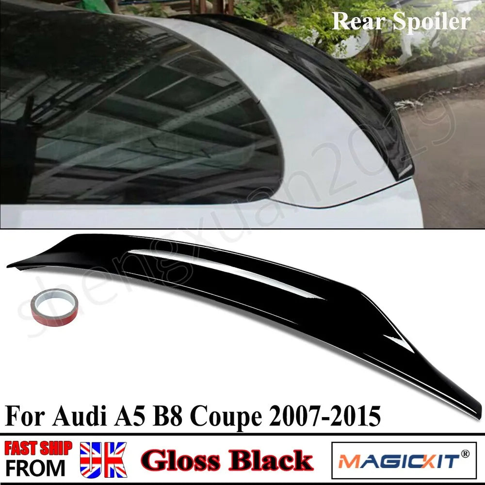 Rear Trunk Spoiler Boot Fit For Audi A5 B8 Coupe 2007 2008 2009 2010 2011 2012 2013 2014 2015 Gloss Black Rear Roof Wing Lip