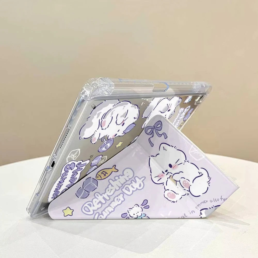 3+Y Type Cute Cat Case with Pencil Holder For 2025 IPad 11th A16 Pro Air 13 11 M3 M2 M4 2025 12.9 " 9 8 7 6 5 4 10Th Mini 7 6