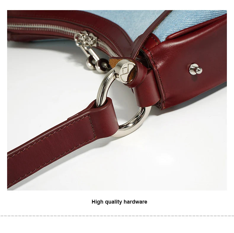 2024 New Women Bag Lady Fashion Half Moon Underarm Shoulder Bag Messenger Female Summer Soft Lightweight Denim Fabric Handbag