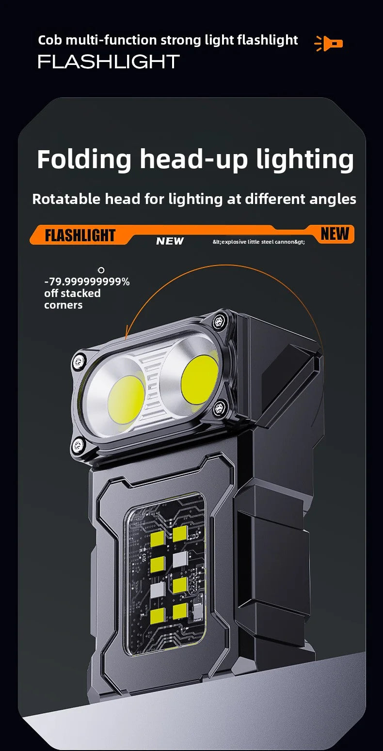 Mini USB Rechargeable LED Flashlight Portable Magnetic Work Light Super Bright COB Torch for Outdoor Camping Emergency Lantern