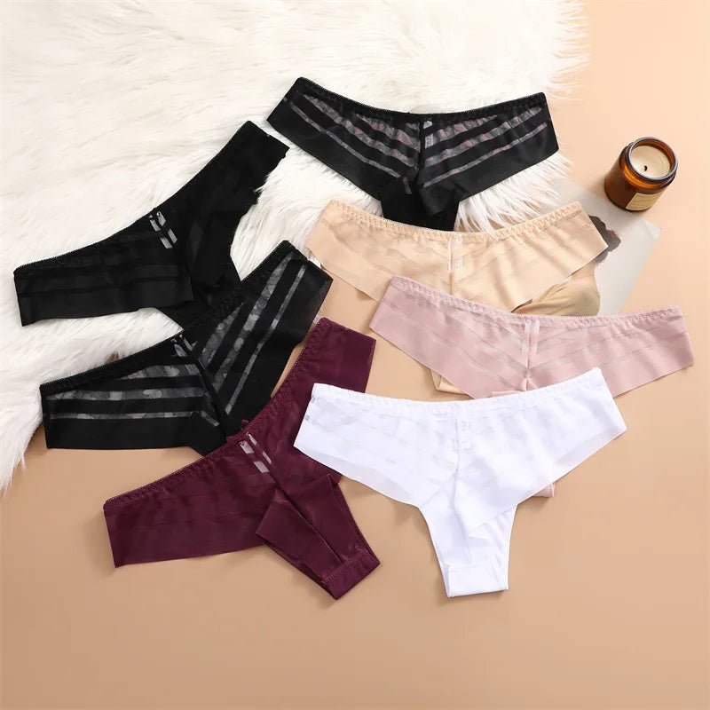 Soft Seamless Panties Women's Summer Comfortable Briefs Sexy Back Mesh Underwear Female XS-XL Underpants Stretchy Panties