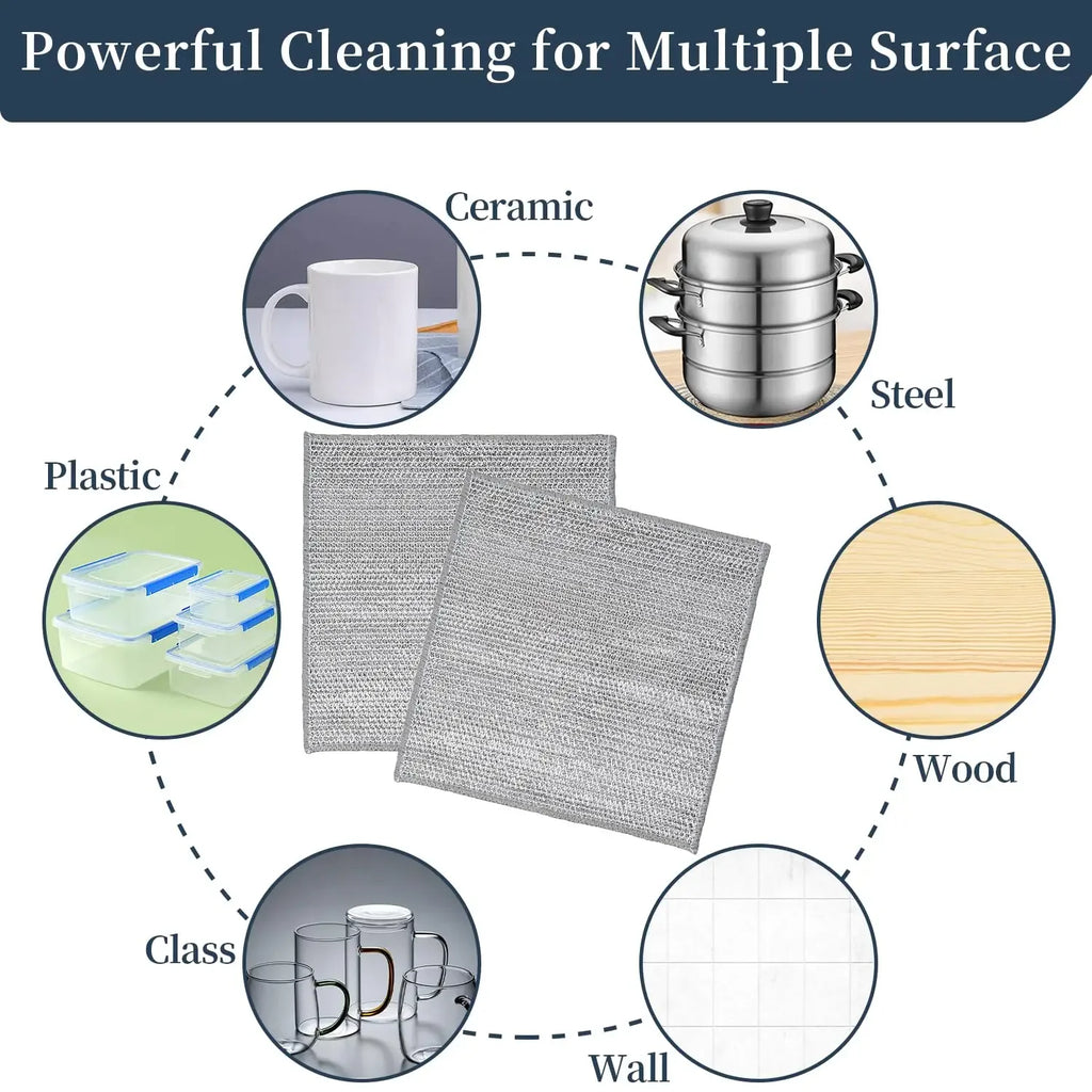 Thickened Steel Wire Cleaning Cloth Non-Scratch Double-layer Single-Layer Iron Microfiber Mesh Dishrag Washing  Kitchen Towel
