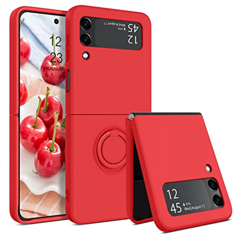 For Samsung Z Flip 5 6 Case Ring Holder Magnetic Liquid Silicone Cases for Samsung Galaxy Z Flip 3 5 6 ZFlip 4 ZFlip5 Soft Cover