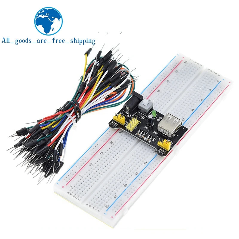 TZT MB-102 MB102 Breadboard 400 830 Point 65 Jumper Wires Solderless PCB Bread Board Test Develop DIY for Arduino Power Module