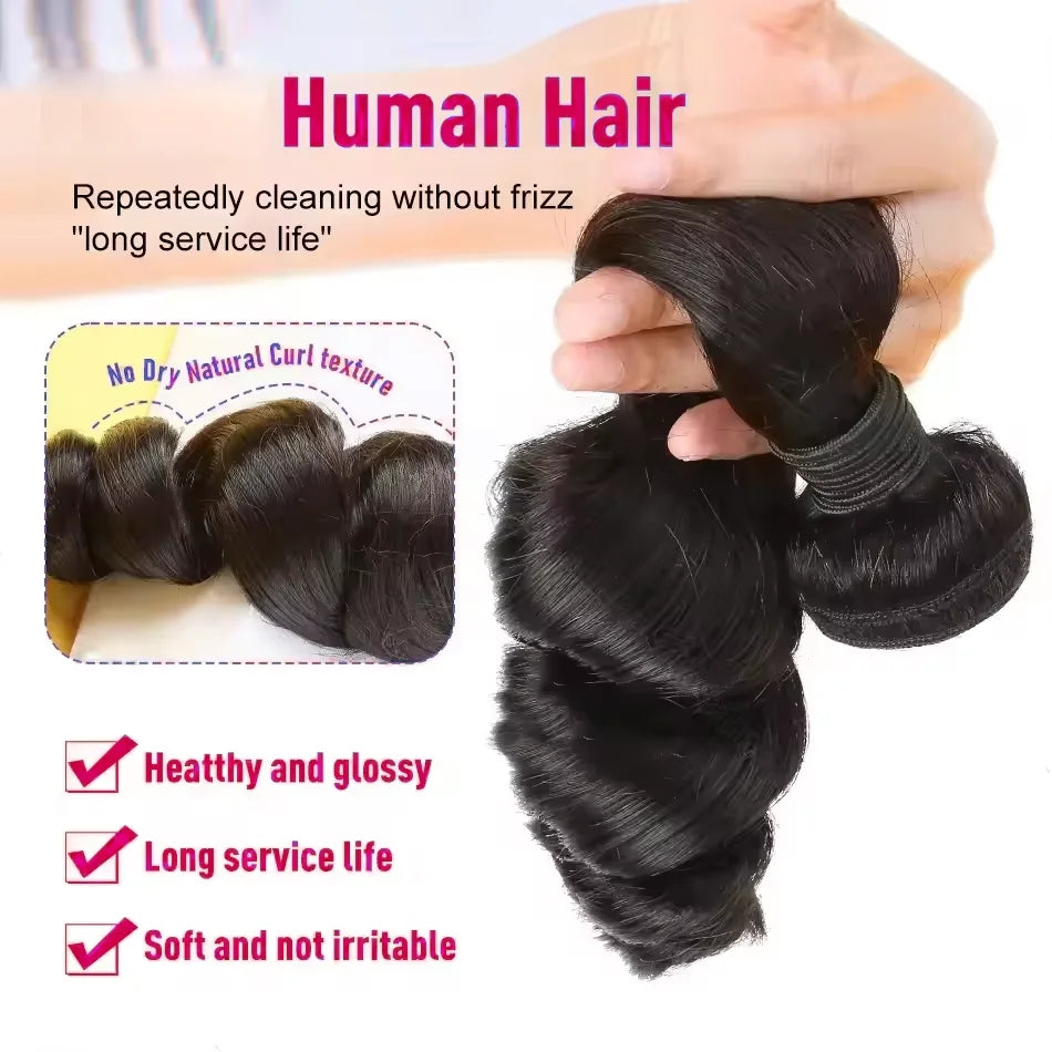 28 38 Inch 18A Loose Wave Bundles Human Hair Bundles Raw Virgin Unprocessed Extensions Loose Deep Wave Bundles Double Weft Braid