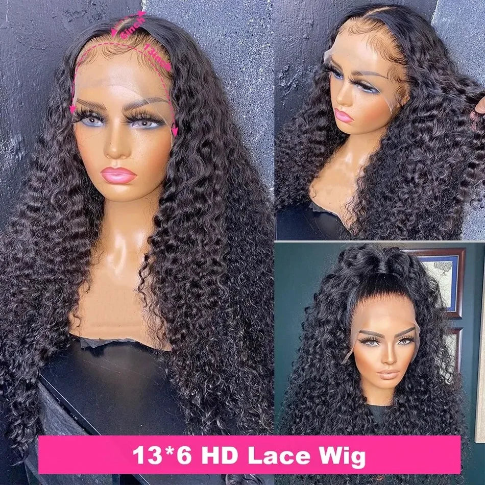 13x6 Hd Lace Frontal Curly Wig Human Hair 13x4 Hd Transparent Lace Front Brazilian Preplucked Deep Wave Wig for Women Choice