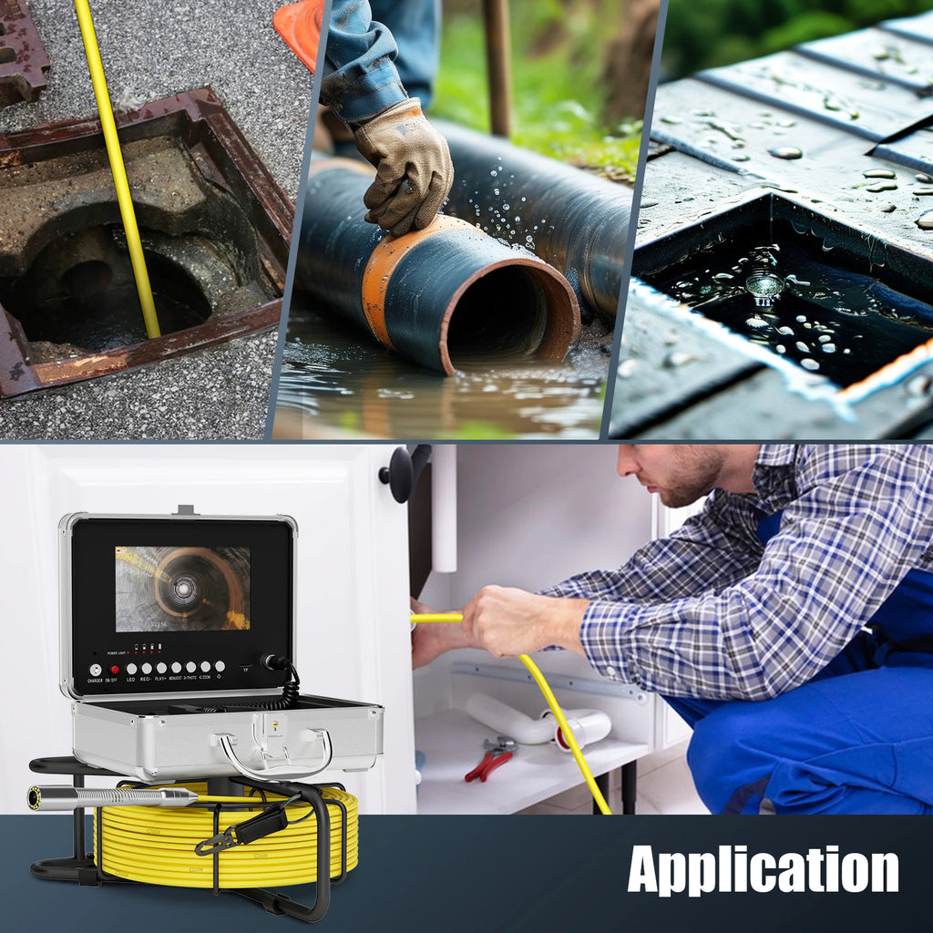 Endoscope Camera 7" DVR 1080P Waterproof Sewer Pipe Inspection Camera 17MM/23MM Endoscope Camera With 2650MA Battery 16GB Card