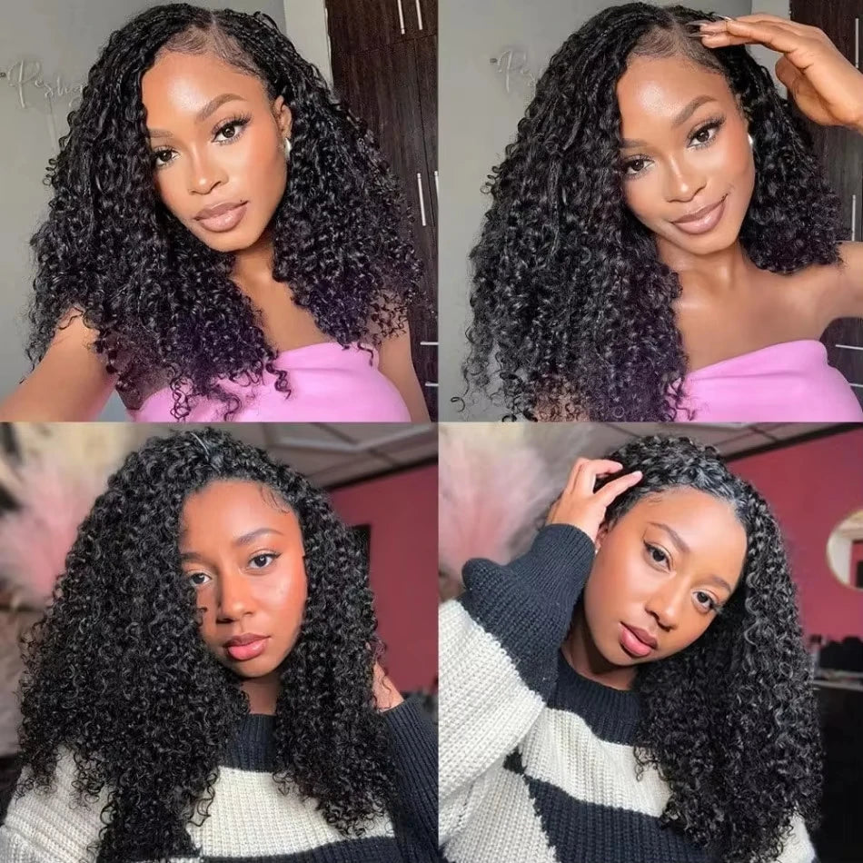 Kinky Curly Hair Pre Looped Feather Crochet Human Hair Burmese Curly Pre Separated Knotless Deep Wave Hair For Braiding