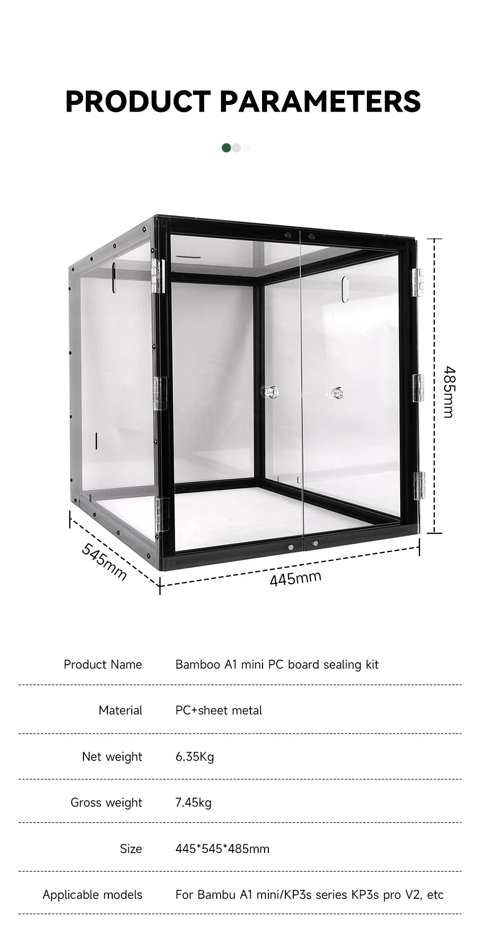 For Bambu Lab A1 Mini Enclosure Assemble kit Acrylic PC Panel Protective Cover Visibale For Kingroon KP3S KP3S Pro V2