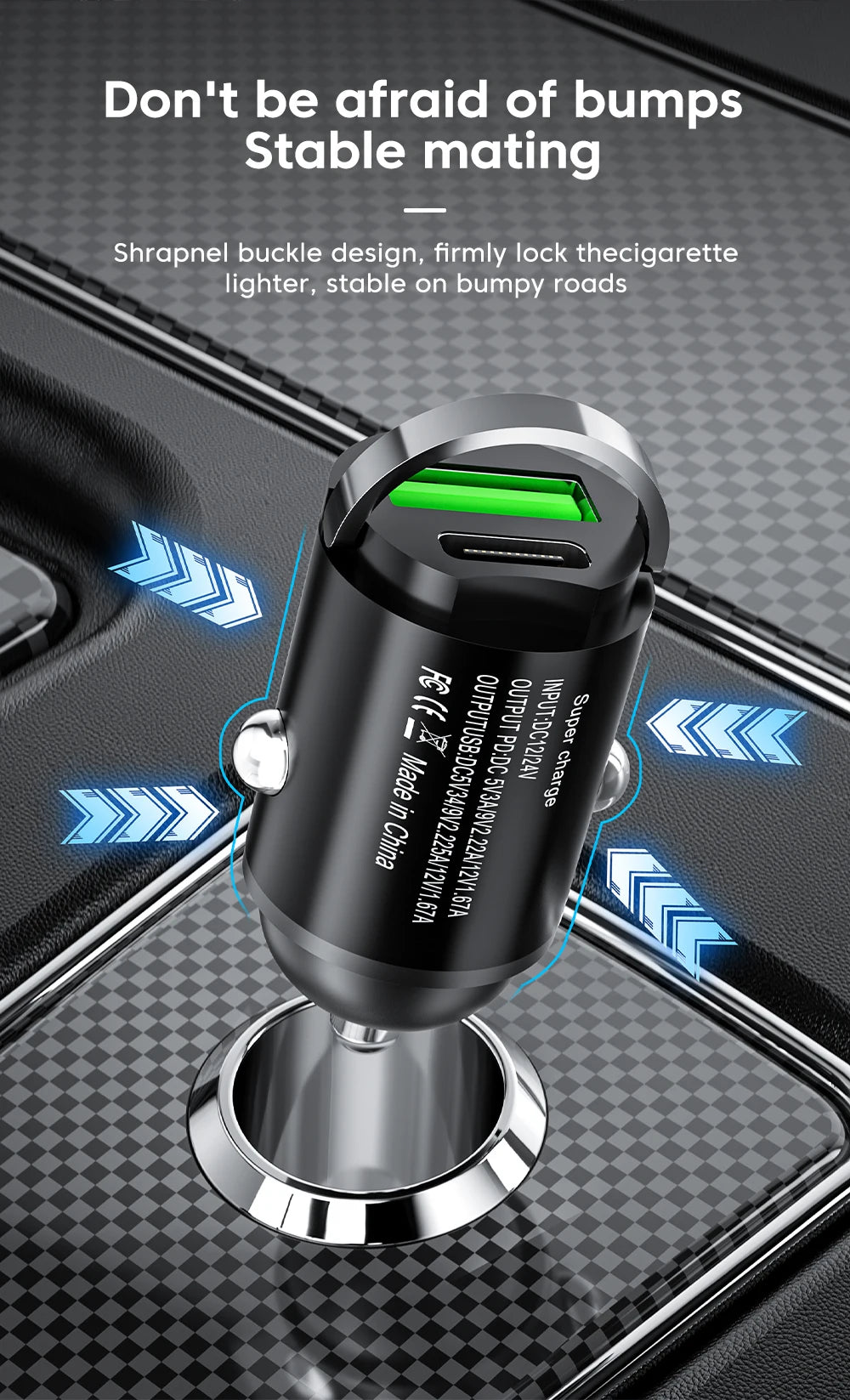 Olaf 100W Mini Car Charger Lighter Fast Charging for iPhone QC3.0 Mini PD USB Type C Car Phone Charger for Xiaomi Samsung Huawei
