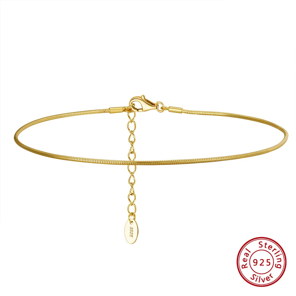 ORSA JEWELS 925 Sterling Silver 1.0mm Snake Chain Anklet for Women Fashion Summer Beach Foot Bracelet Anklets Jewelry SA23