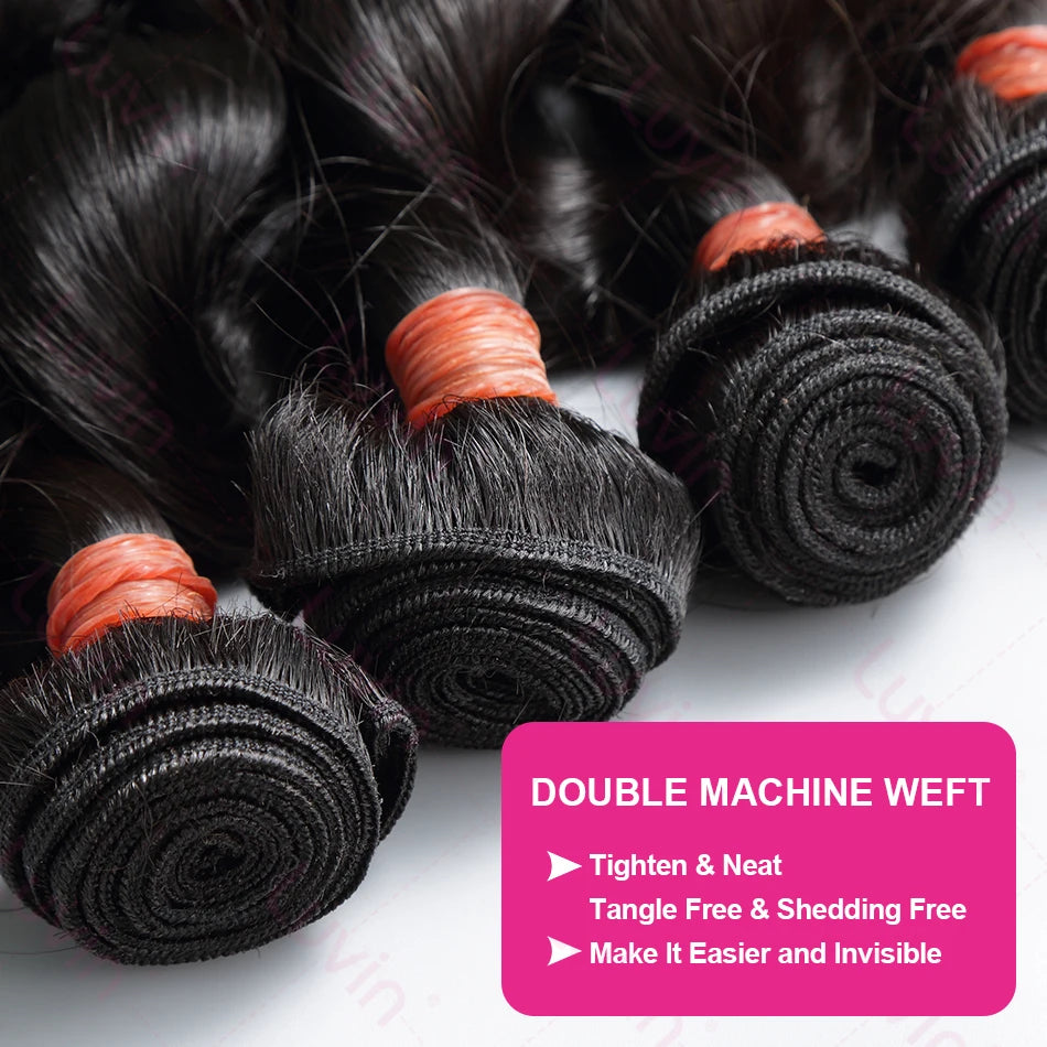 28 38 Inch 18A Loose Wave Bundles Human Hair Bundles Raw Virgin Unprocessed Extensions Loose Deep Wave Bundles Double Weft Braid