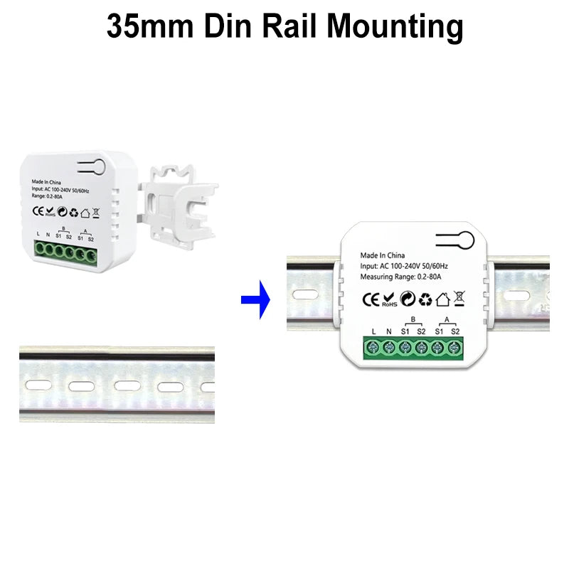 Smart Life ZigBee Energy Monitor, 1, 2 Channel Bidirectional with Current Sensor, App Monitor Power, AC100- 240V Need Gateway