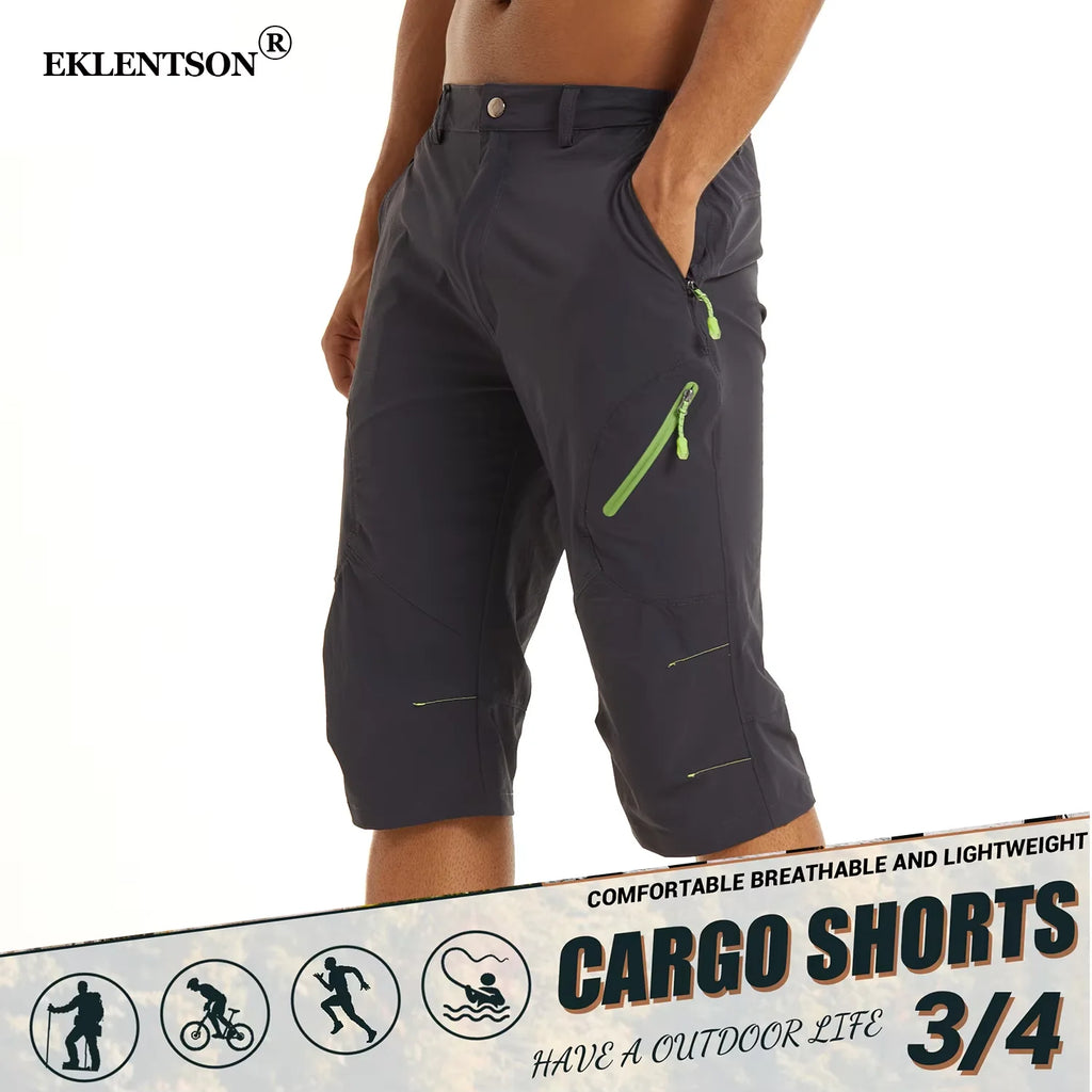 EKLENTSON Summer Men's Quick Dry Cargo Shorts with Zip Pocket for Outdoor Hiking Camping Mountaineer Shorts