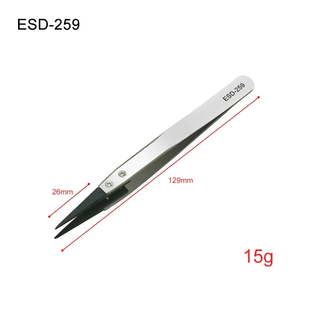Industrial Tweezers Electronics Anti-static Curved Straight Tip Precision Stainless DIY Hand Tools Sets Forceps Phone Repair
