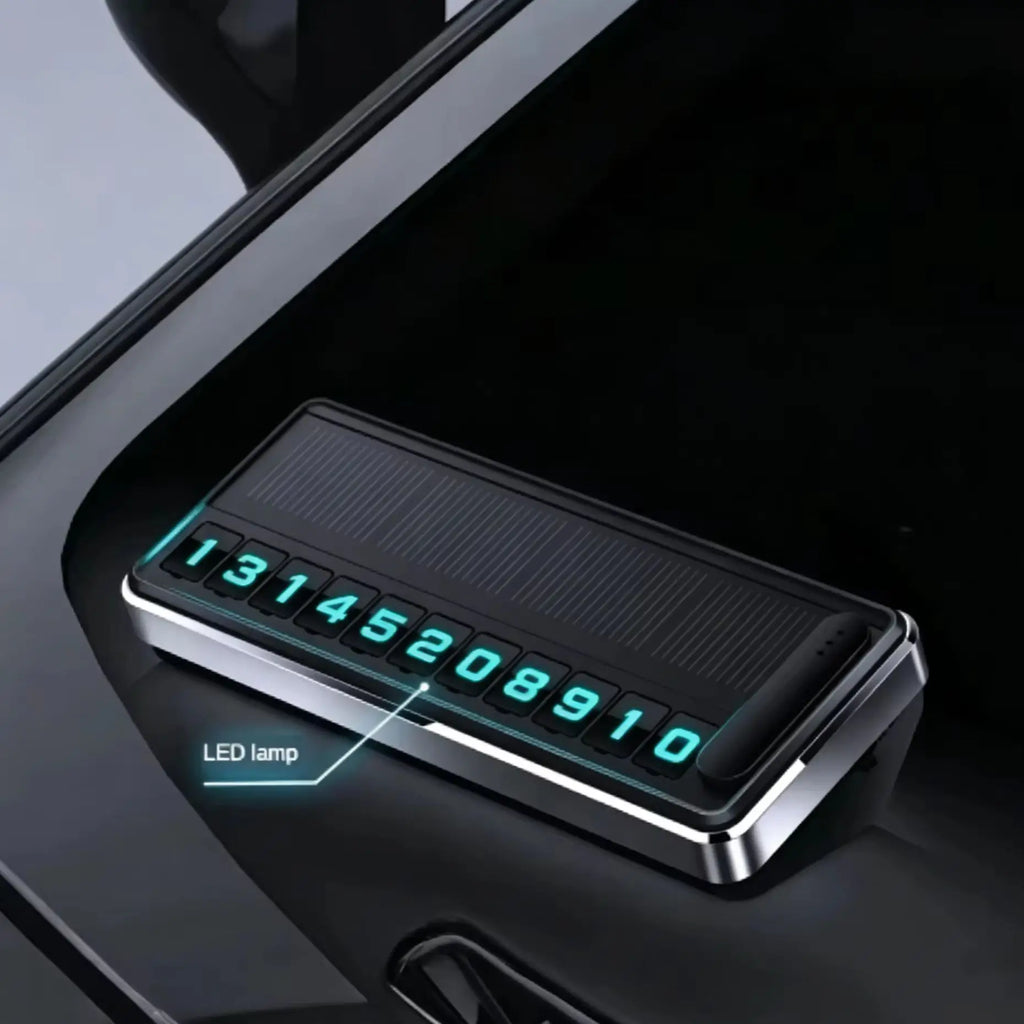 Solar Powered LED Temporary Parking Card, Multi-Number Hidden Plate, Car Parking Stop Gadget