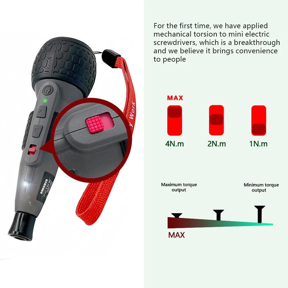 Powerful Mini Electric Screwdriver Mini Drill 3-Level Torque Type-C  LED Light Pen-Style Home Maintenance Easy for Beginners