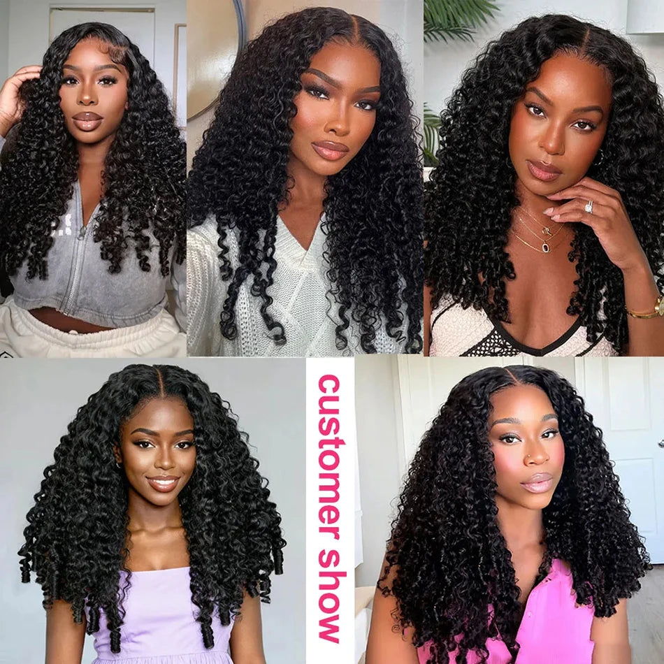 Kinky Curly Hair Pre Looped Feather Crochet Human Hair Burmese Curly Pre Separated Knotless Deep Wave Hair For Braiding