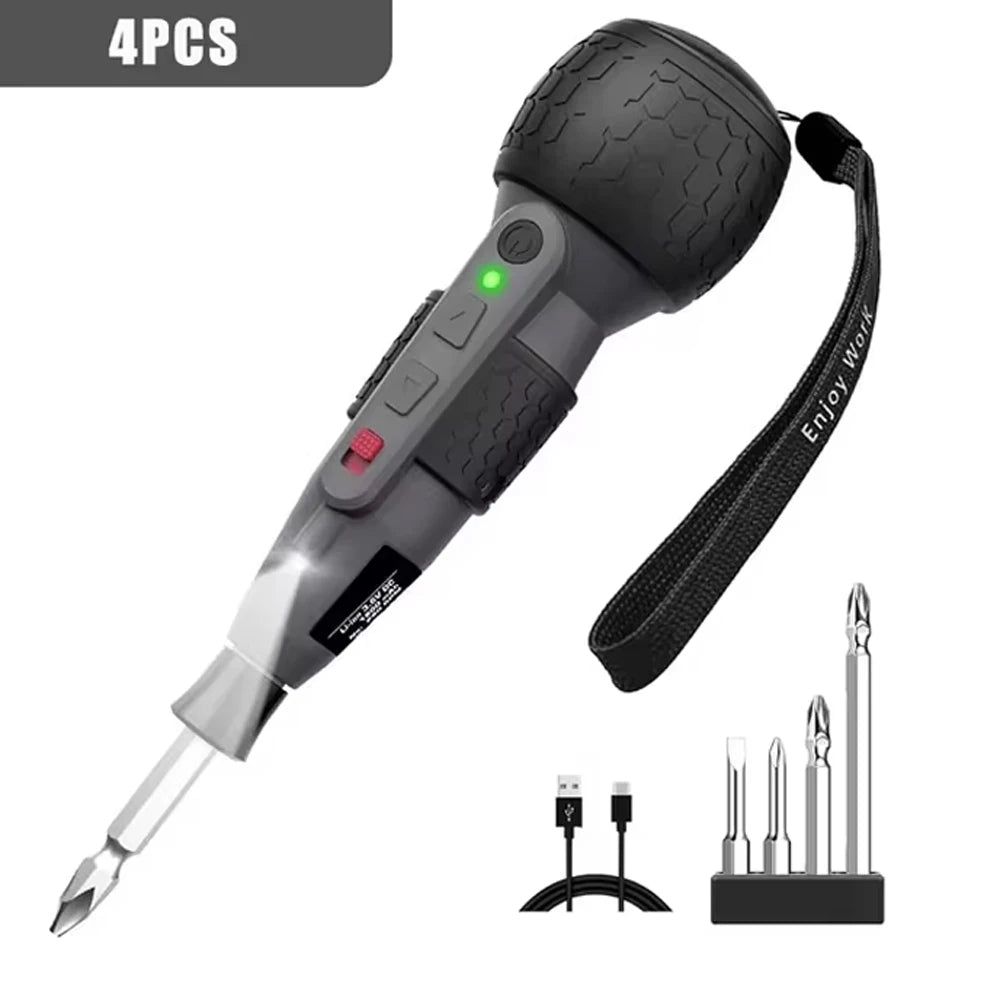 Powerful Mini Electric Screwdriver Mini Drill 3-Level Torque Type-C  LED Light Pen-Style Home Maintenance Easy for Beginners