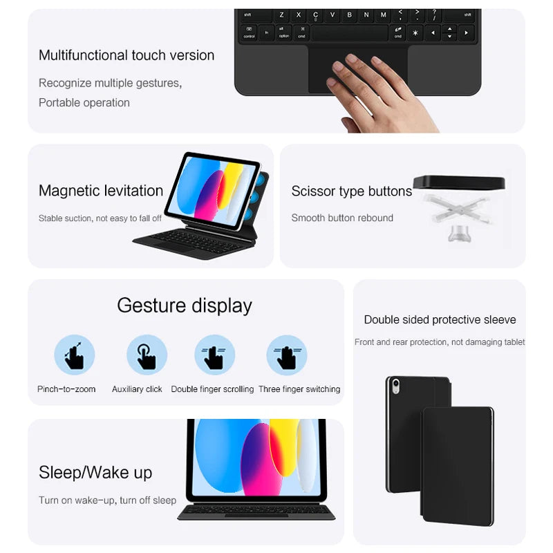 Magic Keyboard for iPad Air 6 7 8 11 13 Inch Case 2026 2025 iPad Pro 11" 13" Funda iPad A16 11th 10th Generation Pro 12.9 Cover