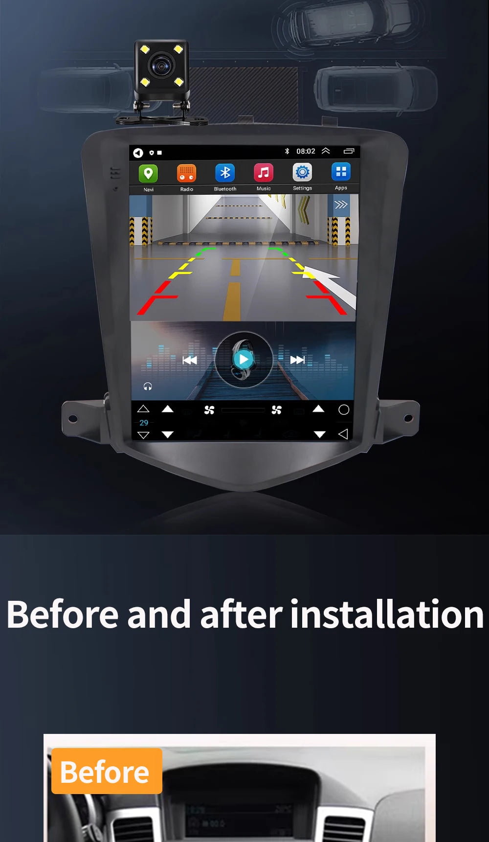Wegonow Android 14.0 For Chevrolet Cruze 720P 9.7" 12 512G Universal in-car wireless CarPlay Auto Android 4G Wi-Fi Bluetooth
