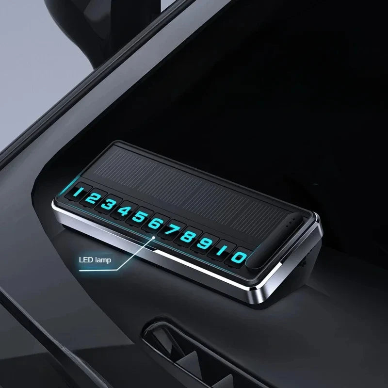 Solar Powered LED Temporary Parking Card, Multi-Number Hidden Plate, Car Parking Stop Gadget