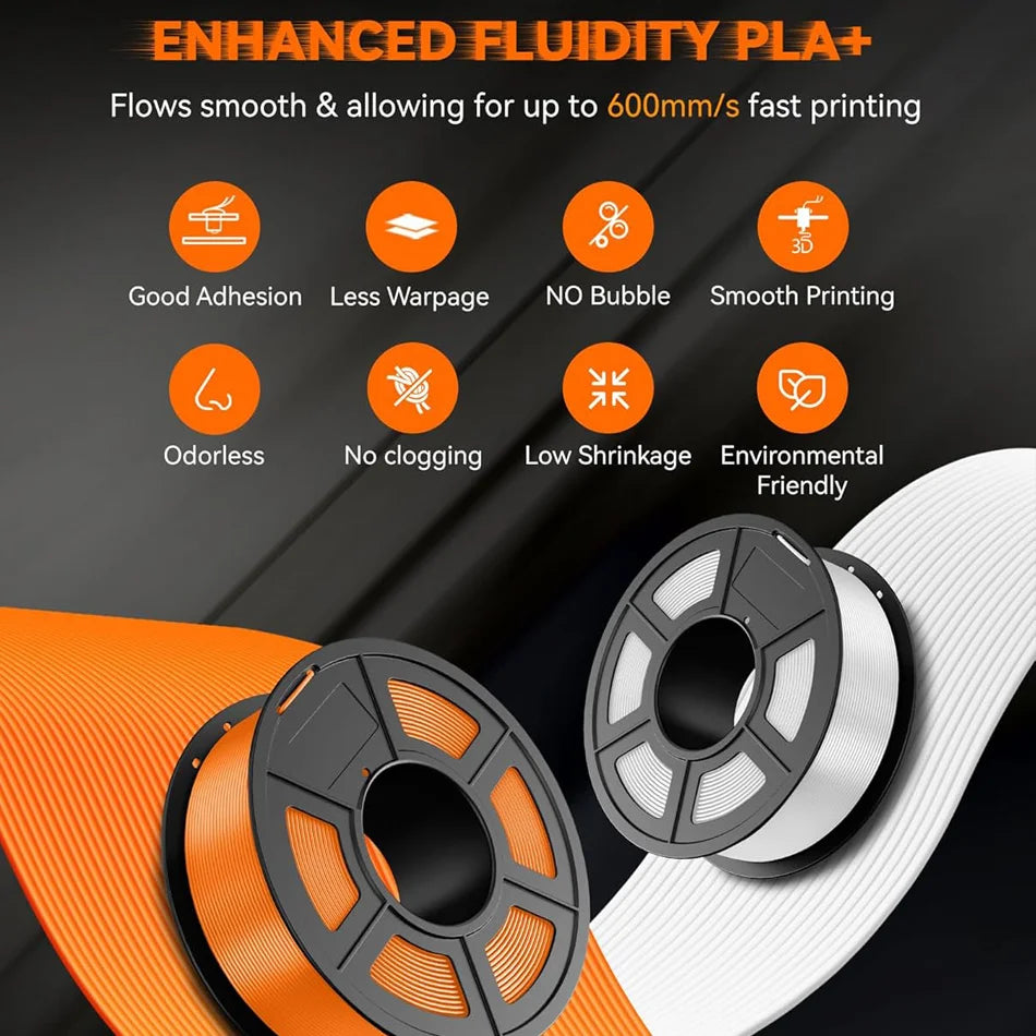 JAYO High Speed PLA Plus 2.0 Filament 1.75mm PLA Plus 2.0 3D Printer Filament 600MM/S 5Rolls Neatly Wound 3D Printing Filament