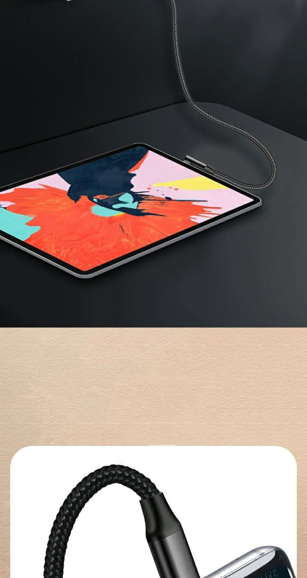 100W 90 Degrees Type C to USB C Cable for iPhone 15 Pro max plus ipad Pro Fast Charging PD QC 4.0 3.2 USB-C Type C Gaming Cable