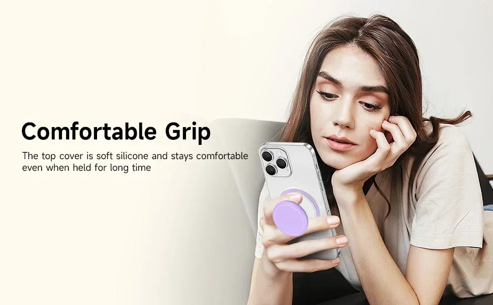 Trending Foldable Phone Grip Ring Magnetic Round Silicone Finger Holder with Kickstand for MagSafe & All Smartphones