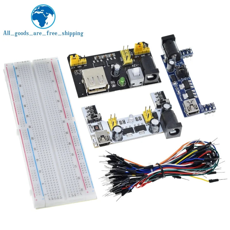 TZT MB-102 MB102 Breadboard 400 830 Point 65 Jumper Wires Solderless PCB Bread Board Test Develop DIY for Arduino Power Module
