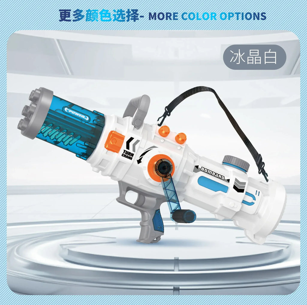 Powerful Hand-cranked Gatling Water Gun Toy Continuous Shooting Big Water Pistol Blaster Pool Summer Toys for Kids Adult Gifts